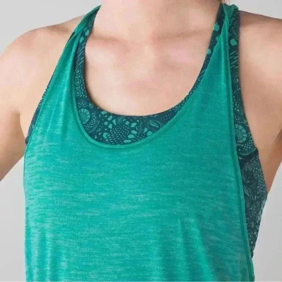 Lululemon Twist and Toil Tank Heathered Bali Breeze/Pretty Lace Bali Breeze - Picture 3 of 9